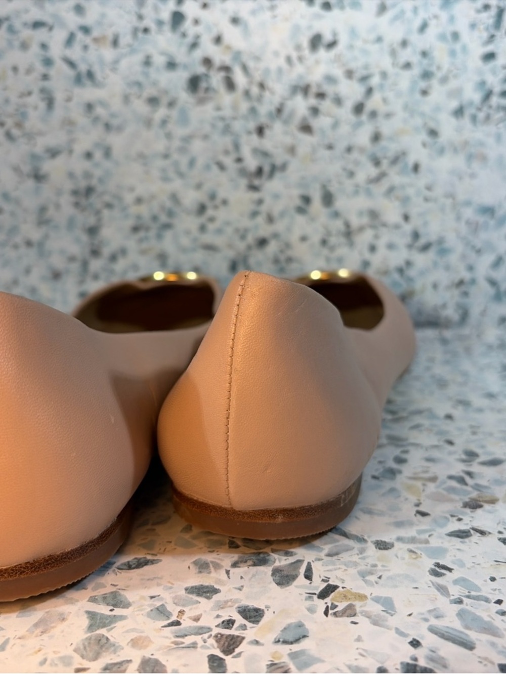 Tory Burch Reva Ballet Flats Nude Patent Toe Gold Logo Leather Size 11 - Picture 5 of 7